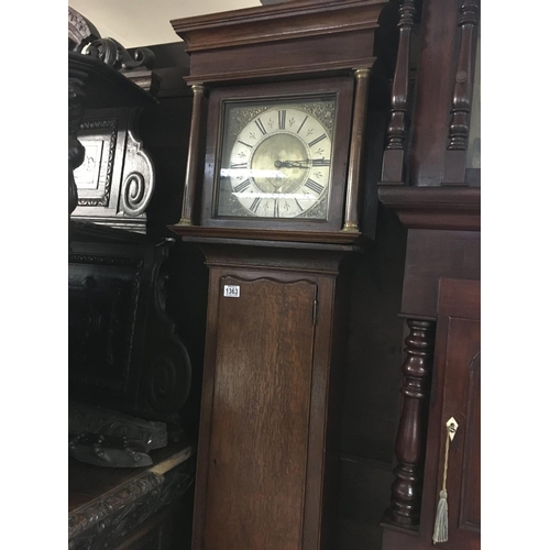 1363 - A oak cased 30 hour clock by Oilver Manchester the silver chapter ring with Roman numerals.