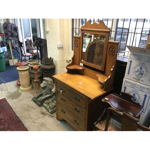 1391 - A walnut dressing table 92 wide 48 deep 174 cm tall.