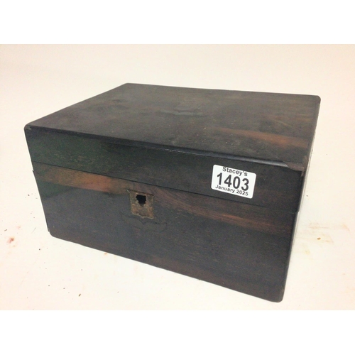 1403 - A 19th century Rosewood writing box for restoration.