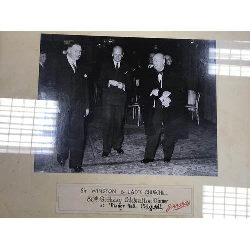 1502 - Original Winston Churchill 80th birthday celebration dinner photos at Manor Hall Chigwell, some fram... 