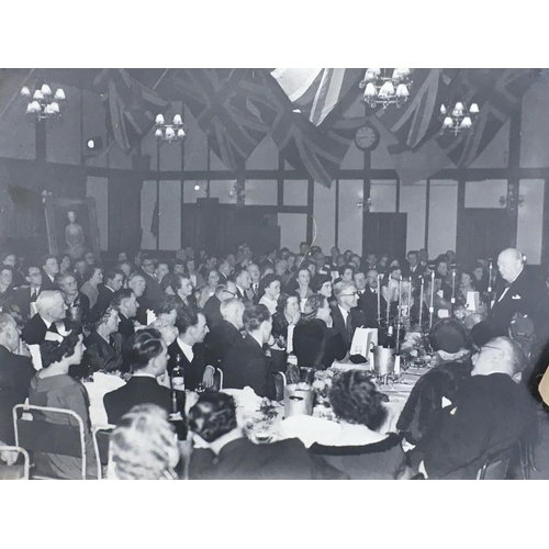 1502 - Original Winston Churchill 80th birthday celebration dinner photos at Manor Hall Chigwell, some fram... 