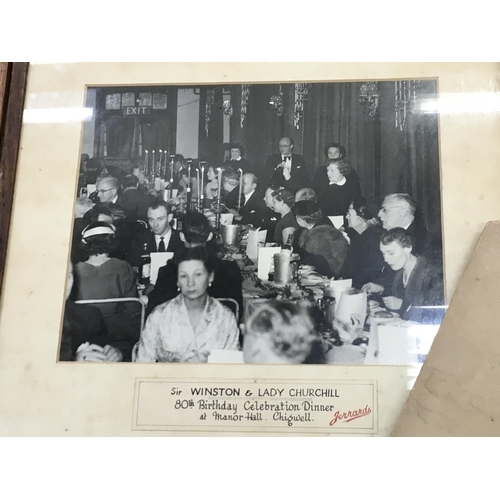 1502 - Original Winston Churchill 80th birthday celebration dinner photos at Manor Hall Chigwell, some fram... 