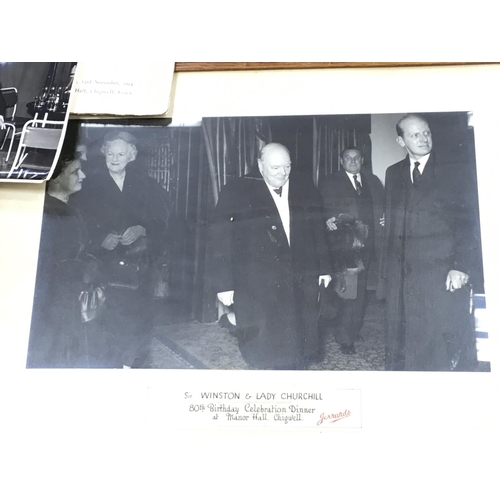 1502 - Original Winston Churchill 80th birthday celebration dinner photos at Manor Hall Chigwell, some fram... 