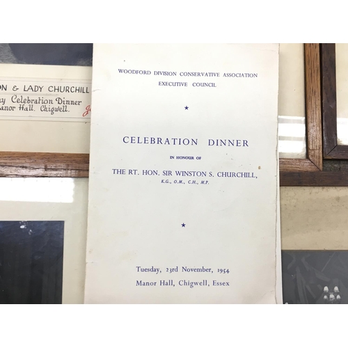1502 - Original Winston Churchill 80th birthday celebration dinner photos at Manor Hall Chigwell, some fram... 