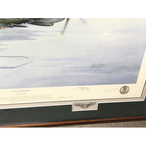 1504 - A multi signed limited edition print titled little friends. Signatures by artist and 5 aircrew. Come... 