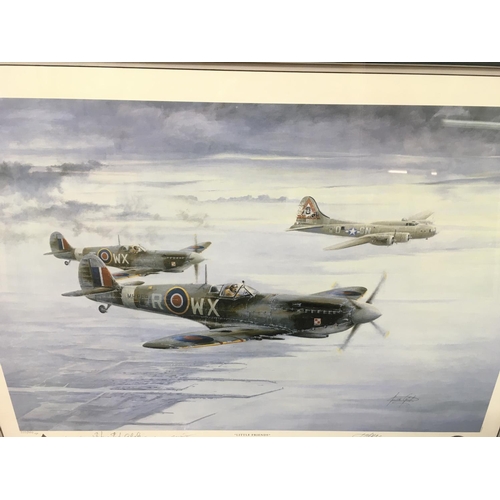 1504 - A multi signed limited edition print titled little friends. Signatures by artist and 5 aircrew. Come... 