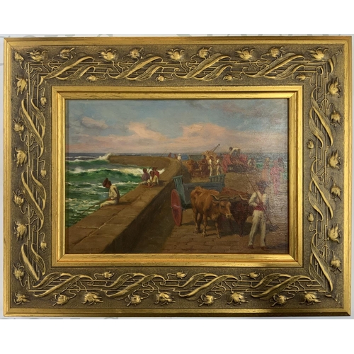1505 - William HOUNSOM-BYLES, 1872-1940, oil on board inscription on verso reads The Mole Puerto Orotava, T... 