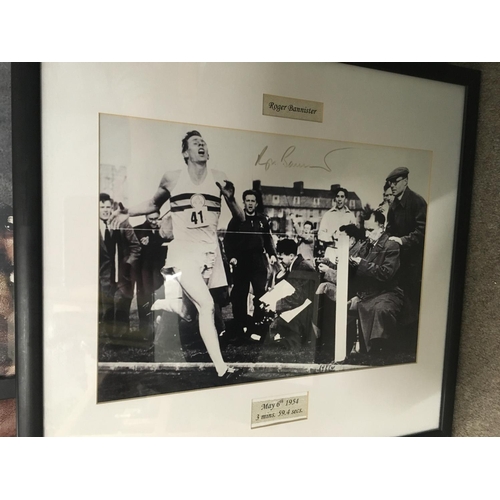 1515 - Framed sports memorabilia including boxing posters, signed Roger Bannister photo etc.This lot cannot... 