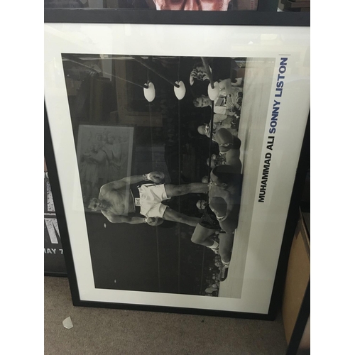 1515 - Framed sports memorabilia including boxing posters, signed Roger Bannister photo etc.This lot cannot... 