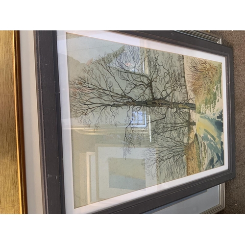 1538 - Fred Hines dated 1894 Watercolour, landscape farm view 79cm x 62cm, Hamilton Chapman harbour scene d... 