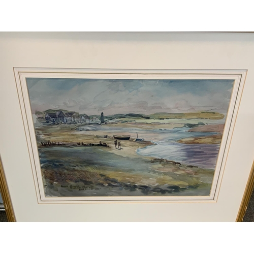 1538 - Fred Hines dated 1894 Watercolour, landscape farm view 79cm x 62cm, Hamilton Chapman harbour scene d... 