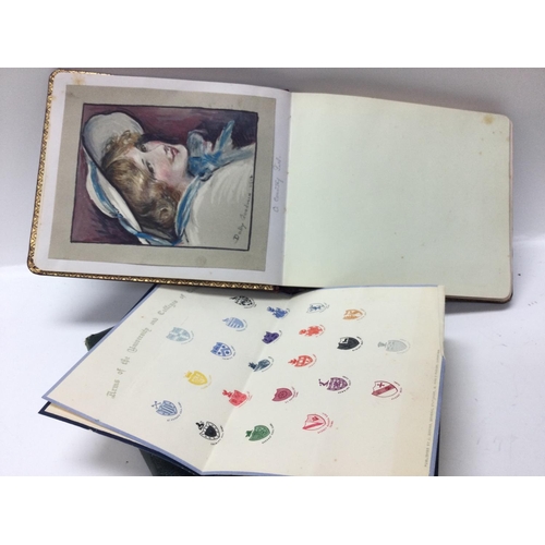 1734 - Two books of autograph albums containing various sketches and watercolours including local interest ... 