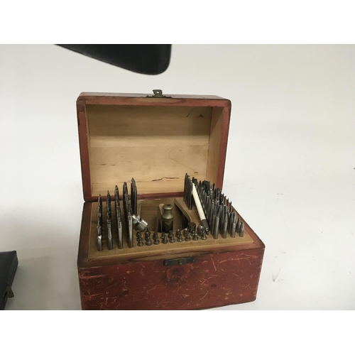 1802 - A watchmakers Vintage Conecta Standard staking set tool punch in a fitted case.