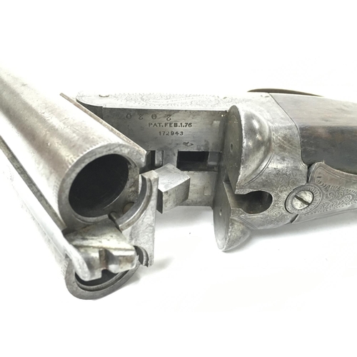1807 - A Turners and sons 12g side by side shotgun with double trigger. Damascus twist 30 inch barrel. 1729... 