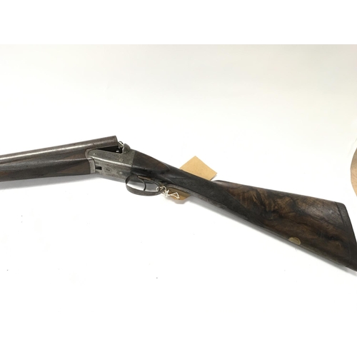 1807 - A Turners and sons 12g side by side shotgun with double trigger. Damascus twist 30 inch barrel. 1729... 