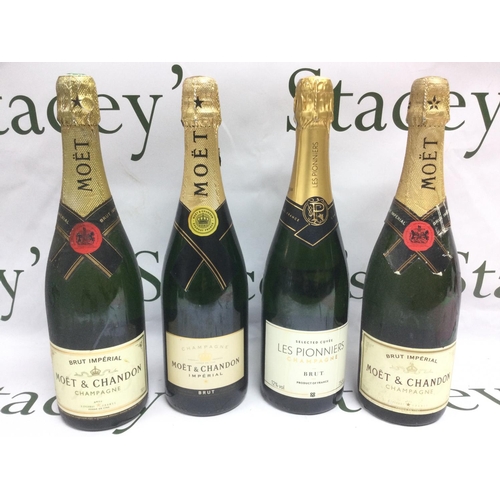 1816 - Four bottles of champagne comprising three Moet & Chandon examples plus one other. Shipping category... 