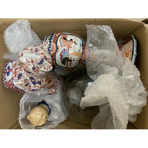1965 - 3 boxes of various ceramics and odds.