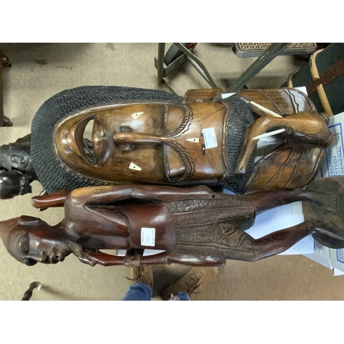 1966 - 2 boxes of African and oriental carved figures, masks etc.