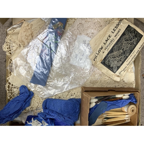 1973 - A collection of lace and lace bobbins. (C).