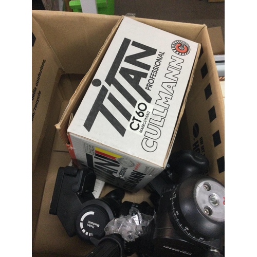 1974 - A collection of camera equipment including boxed Cullman tripod heads Ct10 and Ct60. Postage categor... 