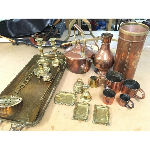 1983 - A collection of assorted copper and brass wear. Postage C