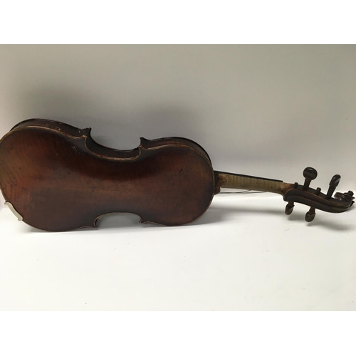 2000 - Two cased vintage violins including a stradivarius Copy, both violins in need of restoration. Postag... 