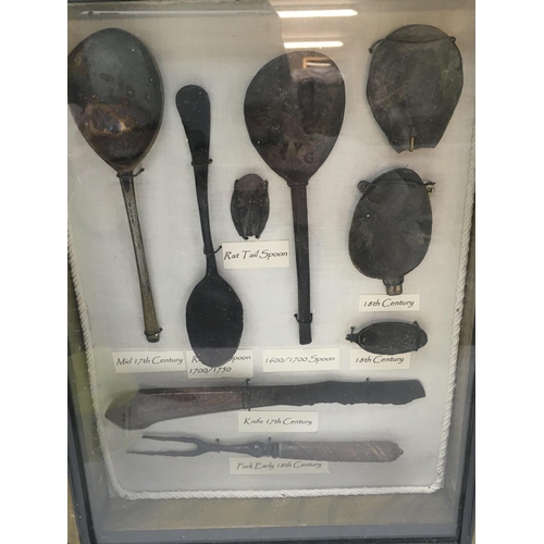 2002 - A cased collection of metal detector found 17/18th century cutlery. This lot can be posted without t... 