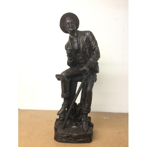 818 - A good sized bronze figure of a well dressed gent, approx height 54cm. Shipping category D.