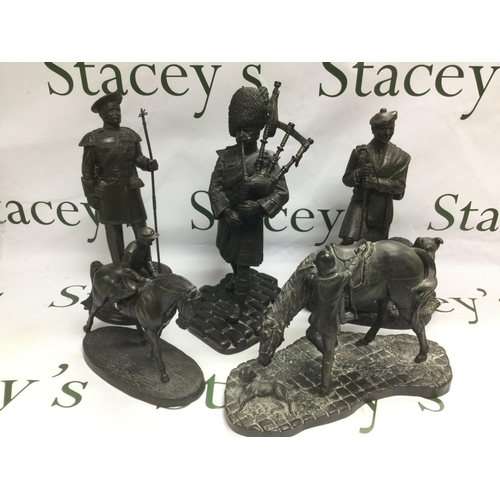 846 - Ten simulated bronze figures, various subjects. Some damage. Shipping category D.