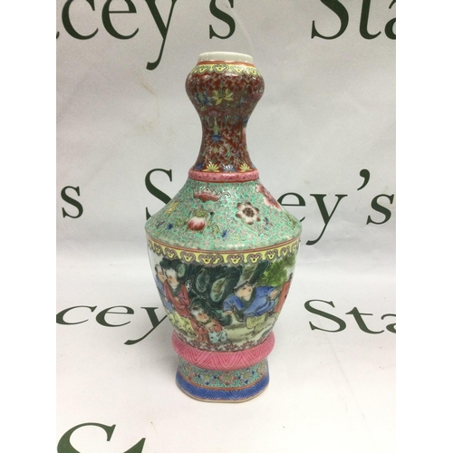 926 - A Chinese famille rose republic vase with handpainted decoration of figures in a landscape setting, ... 