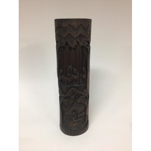 954 - A Chinese carved bamboo vase hight 39cm