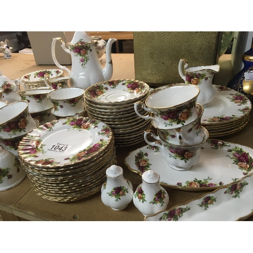 1043 - An Extensive Royal Albert old English Country Rose bone china tea and dinner set tea pot coffee pot ... 