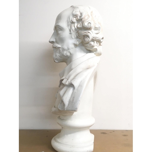 765 - A vintage plaster composition Shakespeare bust, 54cm tall. some damage . This lot cannot be posted