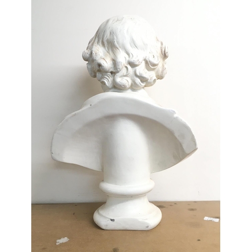 765 - A vintage plaster composition Shakespeare bust, 54cm tall. some damage . This lot cannot be posted