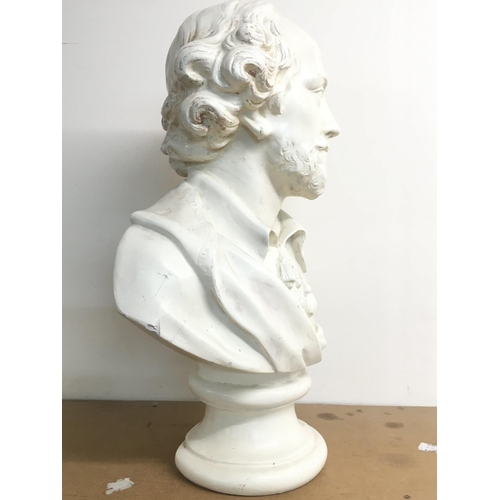 765 - A vintage plaster composition Shakespeare bust, 54cm tall. some damage . This lot cannot be posted