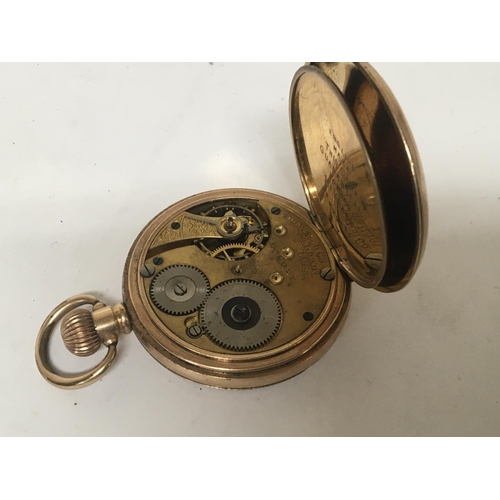 801 - A gold plated Waltham button wind pocket watch.seen working no personal inscriptions.