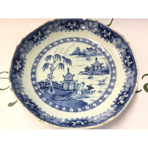 911 - A collection of Chinese 18th-19th century plates including blue and white with river scene designs. ... 