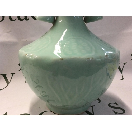 918 - A Chinese porcelain cyan glaze Lotus root vase, this lot cannot be posted