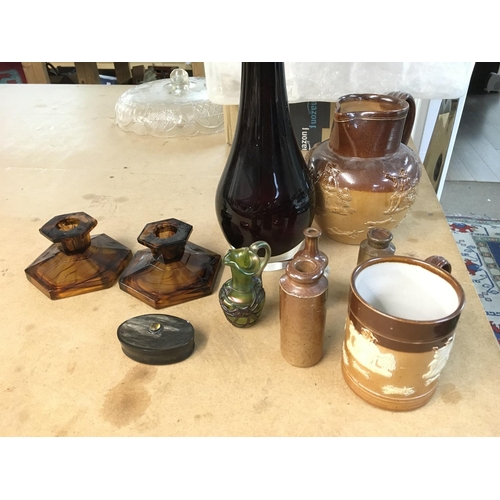 963 - Some royal Doulton harvest wear along with glass items including candle stick holders. NO RESERVE