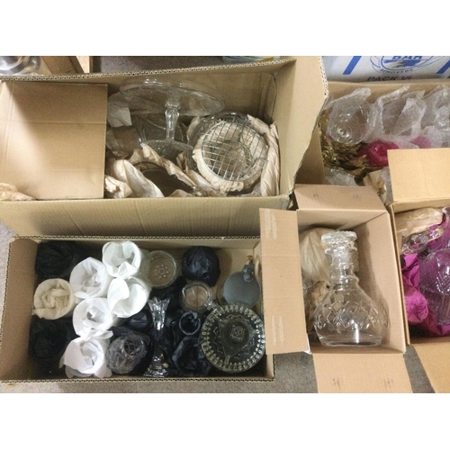 976 - Eight boxes of glassware comprising various decanters, drinking glasses etc. Shipping category D.