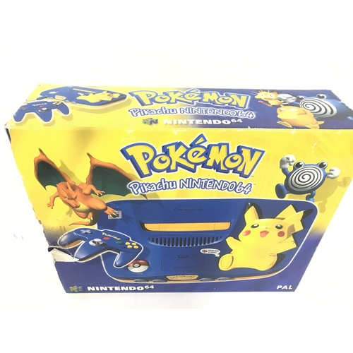 10 - A Boxed Nintendo 64 Pokemon Pikachu Version. In A Acrylic Case.