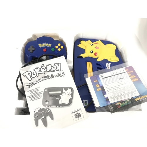 10 - A Boxed Nintendo 64 Pokemon Pikachu Version. In A Acrylic Case.