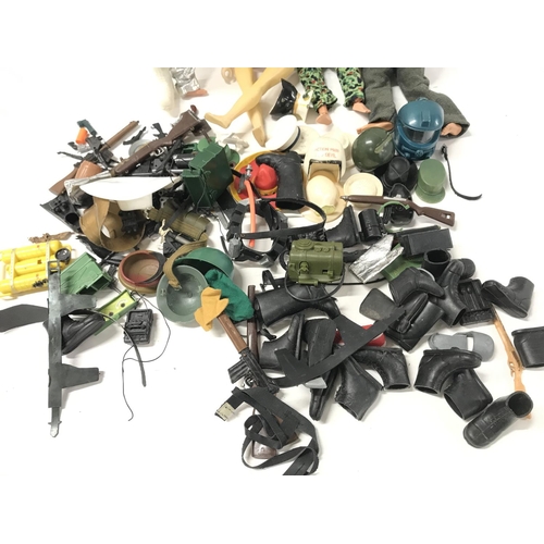 178 - A Collection of Playworn Figures And Accessories. Action Man has head Glued On. (2).