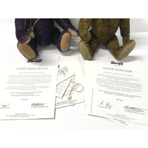 183 - 2 Boxed Steiff Bears With Certificates Monty and Dante. Limited Editions.