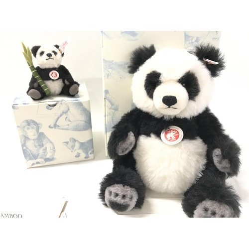 191 - A Boxed Steiff Panda With Bamboo ans a Teddy Bear Panda Bamboo. Both With Certificates.(2).