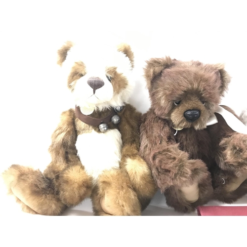 203 - 3 Charlie Bears. Ross. Wallace and Waldo. All With Tags and Bags. (3).