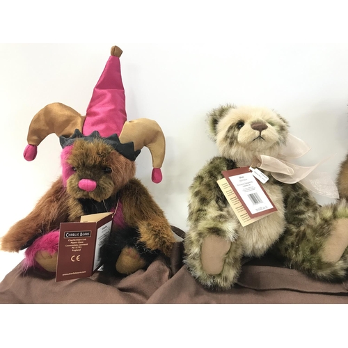 205 - 3 X Charlie Bears From the Isabelle Lee Collection. A Giggles. Olive And Anniversary Mia. All With T... 