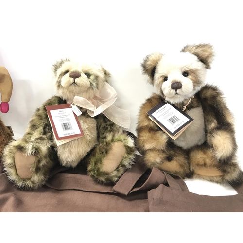 205 - 3 X Charlie Bears From the Isabelle Lee Collection. A Giggles. Olive And Anniversary Mia. All With T... 