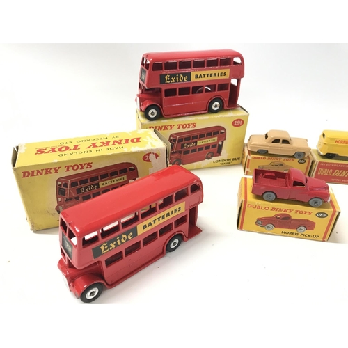 241 - A Collection of Boxed Dinky Toys including 2 X London Buses. 2 X Austin Taxis. A Morris Pick up. A F... 