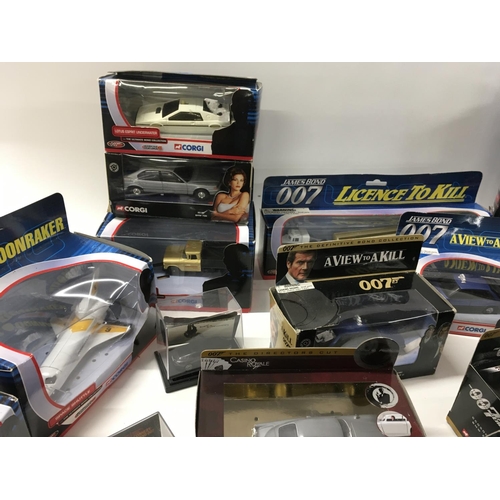 248 - A collection in excess of 15 boxed 007 James Bond themed cars.